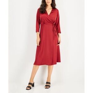 NWOT Alfani red satin wrap dress - size 14